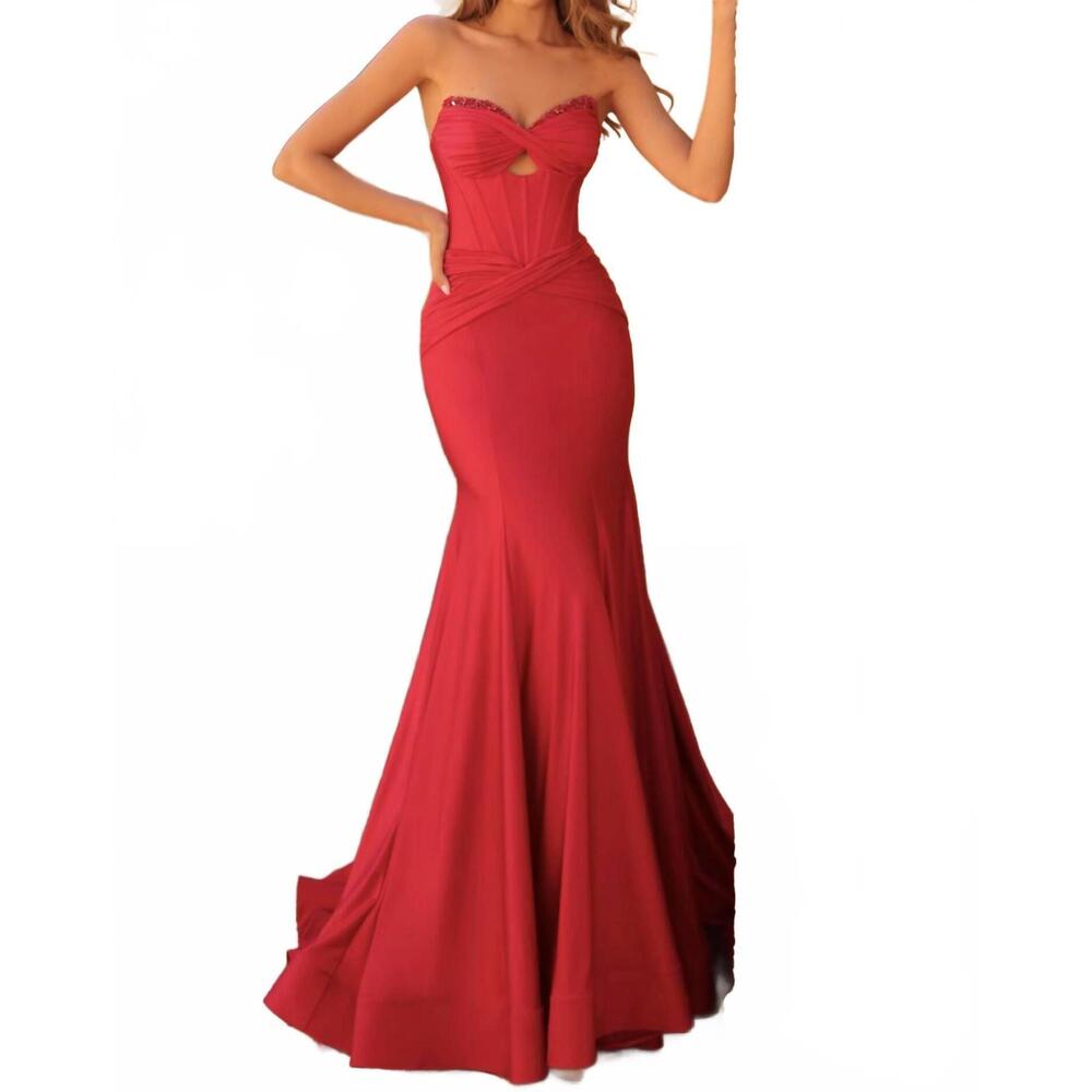 NEW AMARRA sweetheart corset mermaid prom gown in red